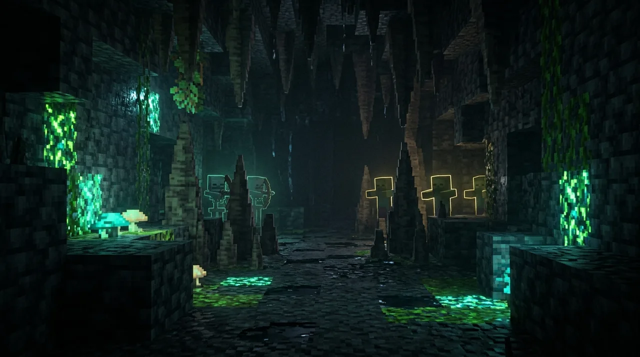 Minecraft GlowESP in einer Höhle